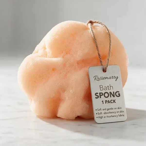 Peach_Bath_Sponge_With_Hanging_Loop