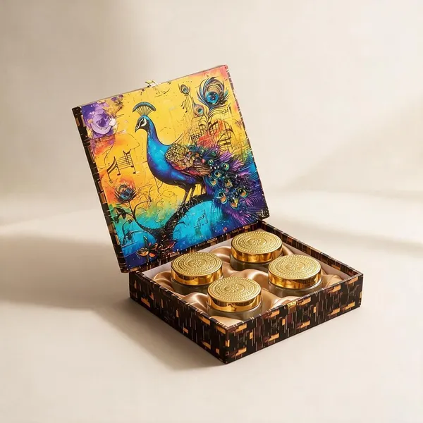 Wooden_Peacock_Design_Four_Compartment_Gift_Box