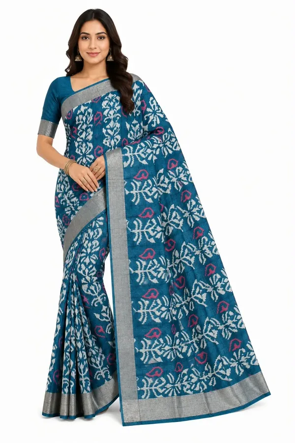 Teal_Dola_Silk_Paisley_Print_Saree_For_Women