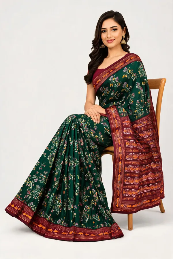 Green_Silk_Floral_Printed_Saree_For_Women