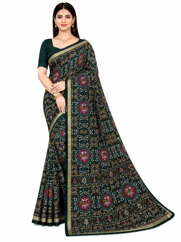 Green_Cotton_Geometric_Floral_Printed_Saree_For_Women