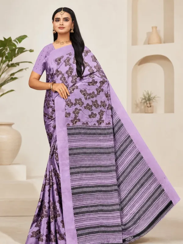 Purple_Georgette_Floral_Printed_Saree_For_Women