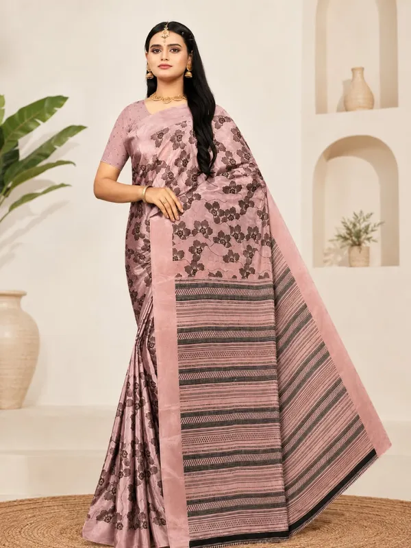 Pink_Georgette_Floral_Printed_Saree_For_Women