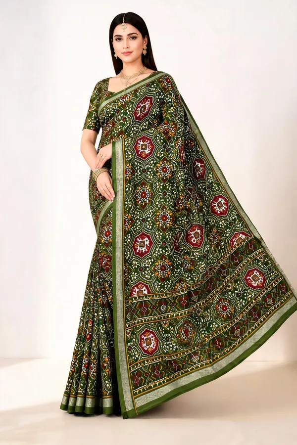 Green_Cotton_Ethnic_Geometric_Printed_Saree_For_Women
