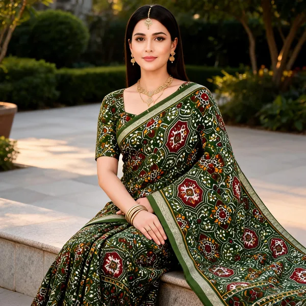 Green_Cotton_Ethnic_Geometric_Printed_Saree_For_Women