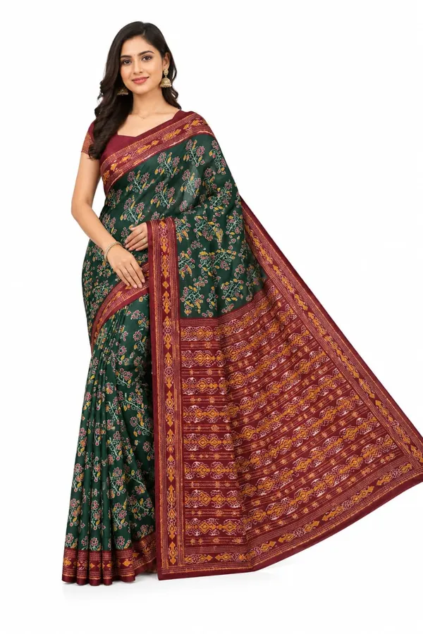 Green_Silk_Floral_Printed_Saree_For_Women