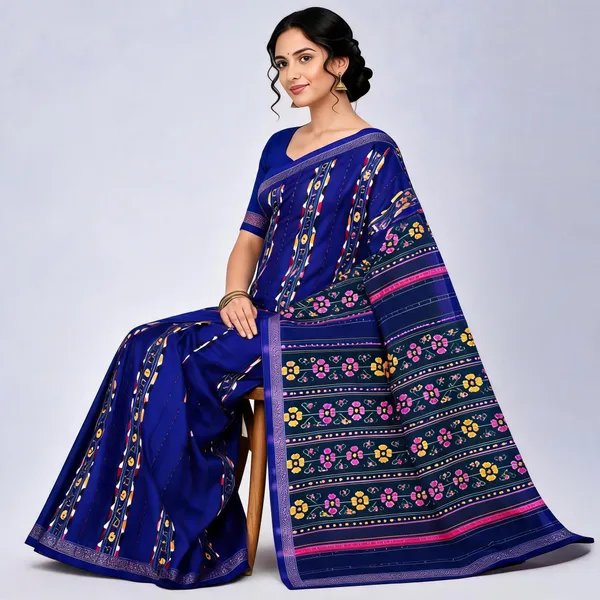 Blue_Silk_Floral_Geometric_Printed_Saree_For_Women
