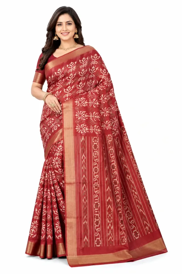 Maroon_Dola_Silk_Floral_Printed_Saree_For_Women