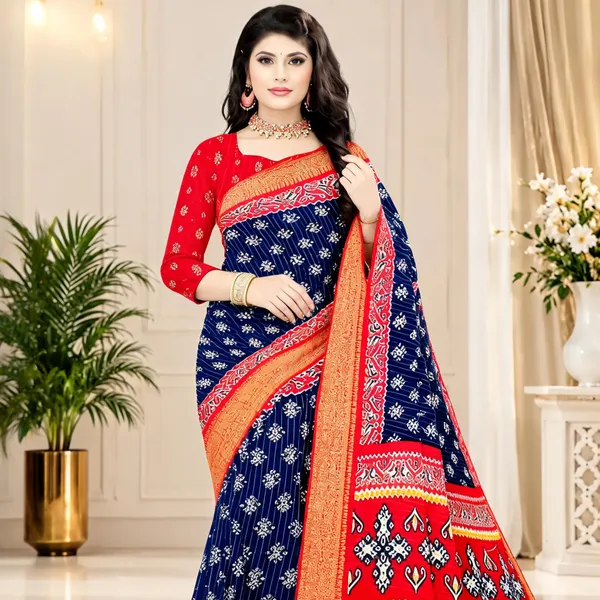 Navy_Blue_Dola_Silk_Geometric_Printed_Saree_For_Women