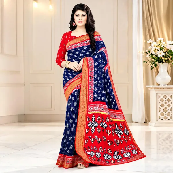Navy_Blue_Dola_Silk_Geometric_Printed_Saree_For_Women