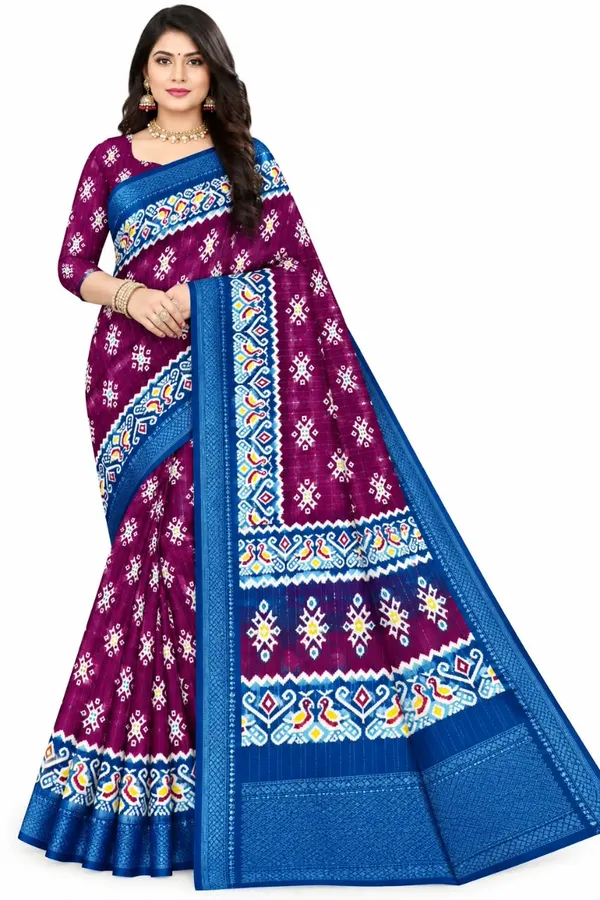 Purple_Dola_Silk_Geometric_Printed_Saree_For_Women