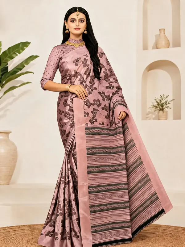 Pink_Georgette_Floral_Printed_Saree_For_Women