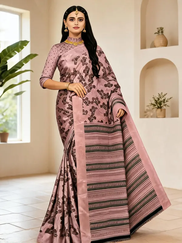 Pink_Georgette_Floral_Printed_Saree_For_Women