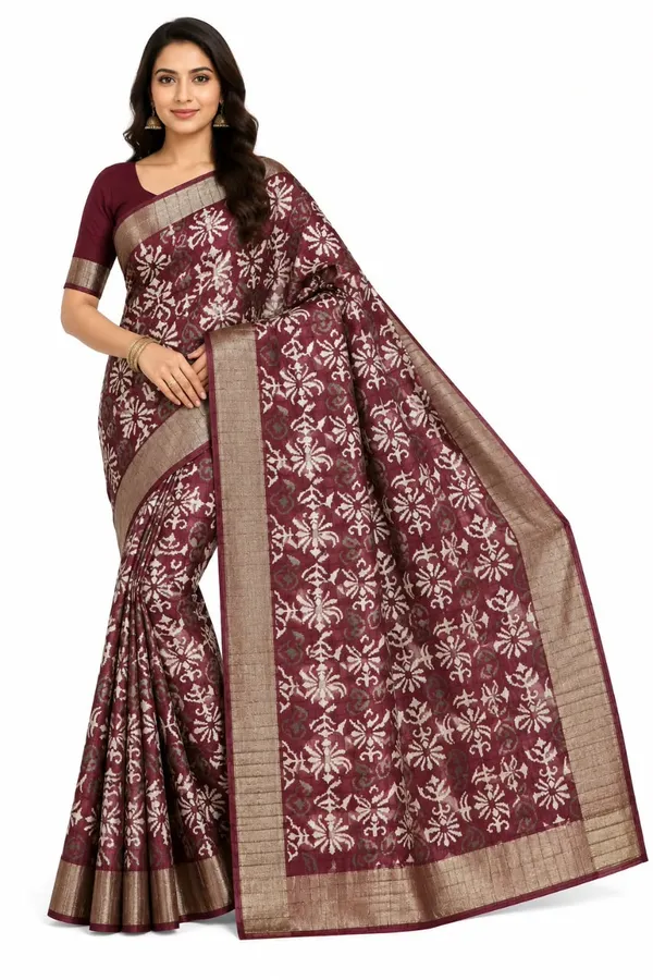 Maroon_Dola_Silk_Floral_Printed_Saree_For_Women