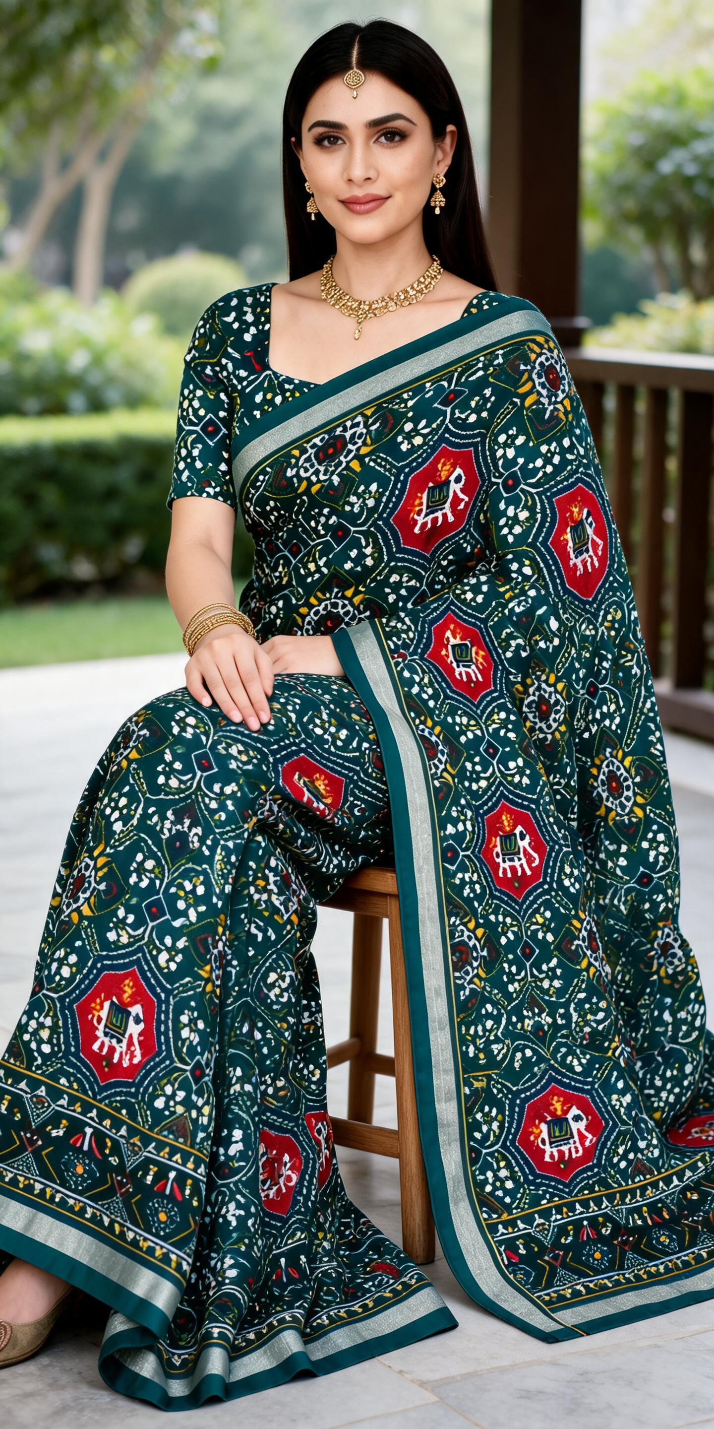 Green_Cotton_Printed_Saree_For_Women