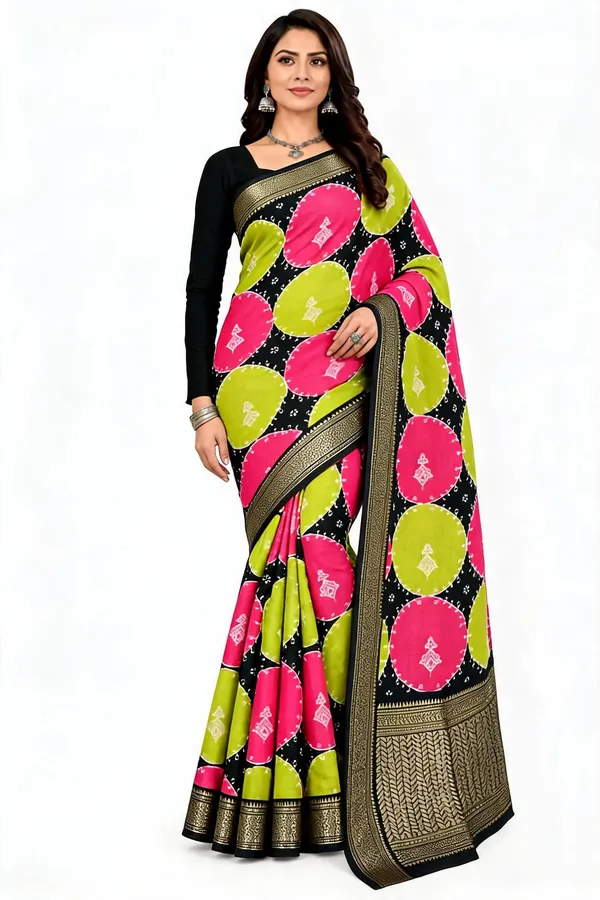 Multicolor_Dola_Silk_Circular_Motif_Print_Saree_For_Women