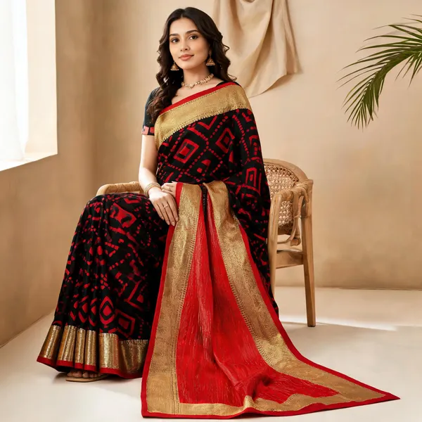 Black_Red_Silk_Geometric_Printed_Saree_For_Women