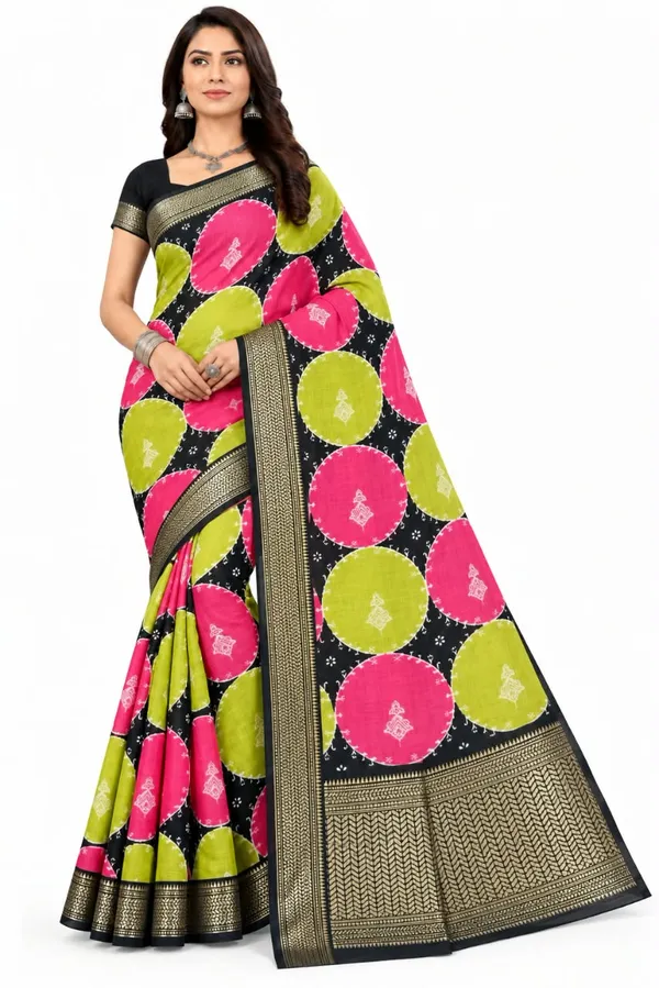 Multicolor_Dola_Silk_Circular_Motif_Print_Saree_For_Women