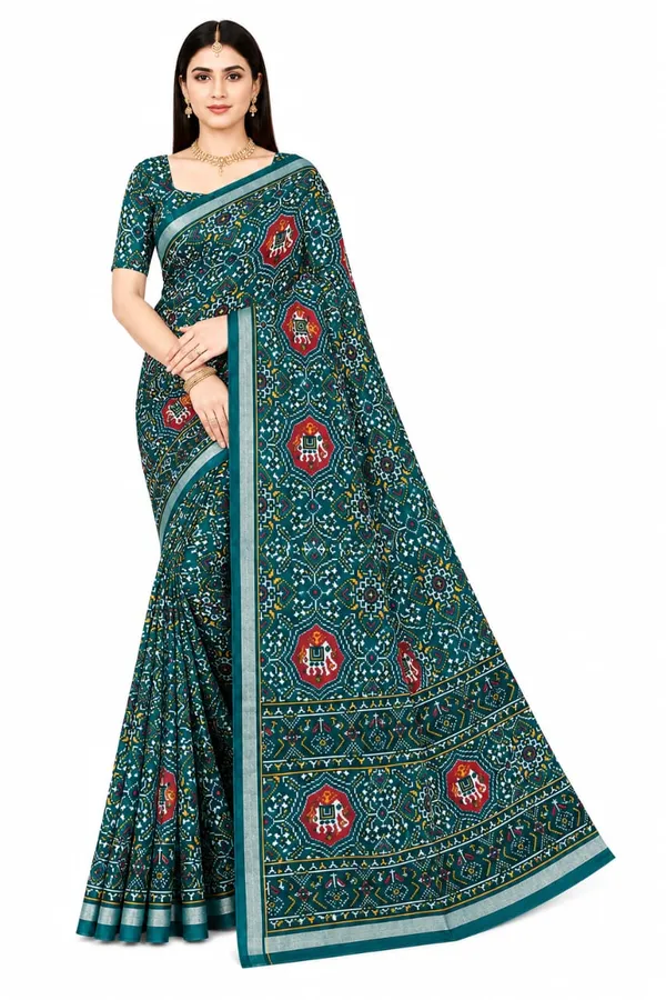 Green_Cotton_Printed_Saree_For_Women