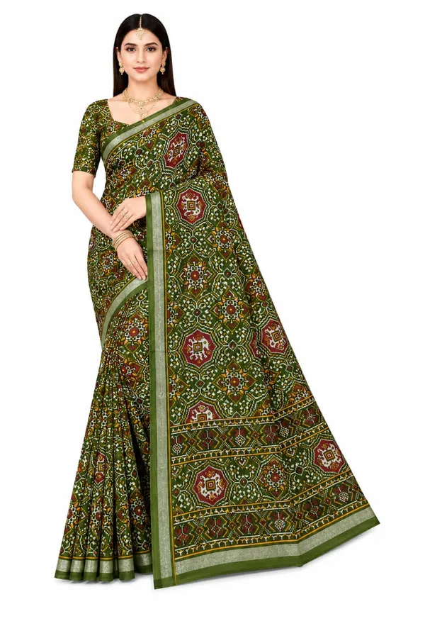 Green_Cotton_Ethnic_Geometric_Printed_Saree_For_Women
