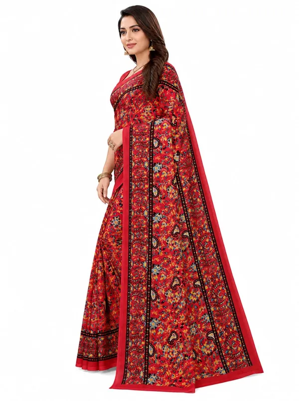 Red_Chiffon_Printed_Saree_For_Women