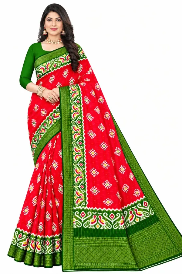 Red_Dola_Silk_Geometric_Print_Saree_For_Women