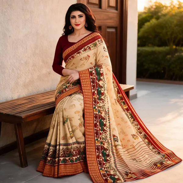 Beige_Cotton_Floral_Geometric_Print_Saree_For_Women