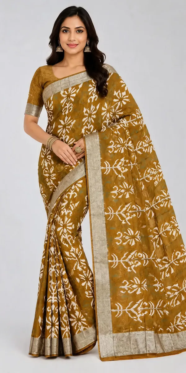 Brown_Dola_Silk_Floral_Print_Saree_For_Women