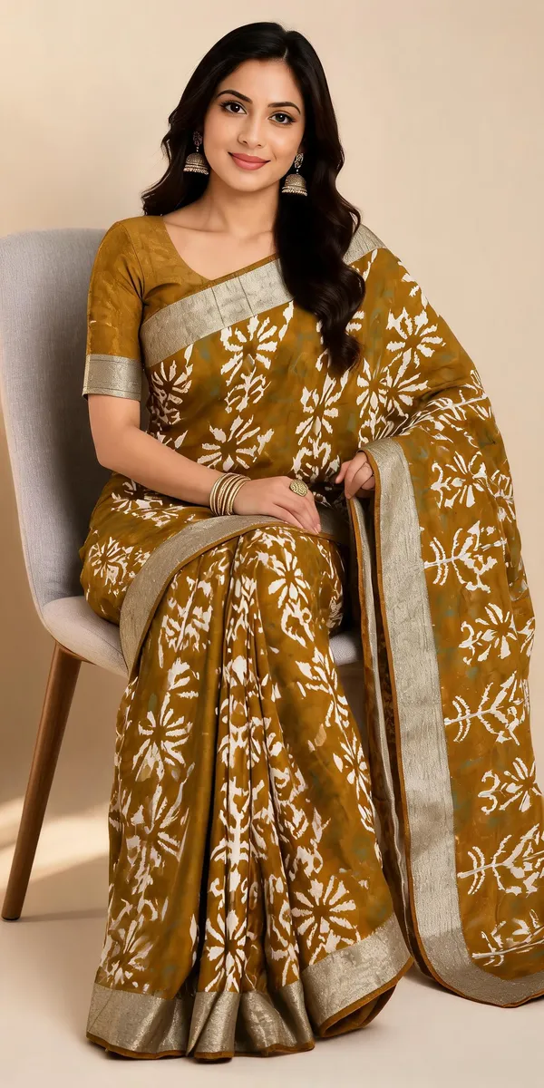 Brown_Dola_Silk_Floral_Print_Saree_For_Women