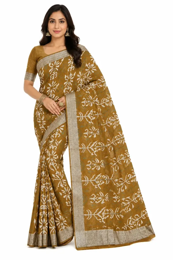 Brown_Dola_Silk_Floral_Print_Saree_For_Women