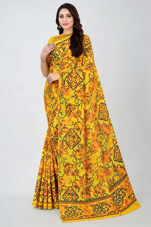 Yellow_Chiffon_Printed_Saree_For_Women
