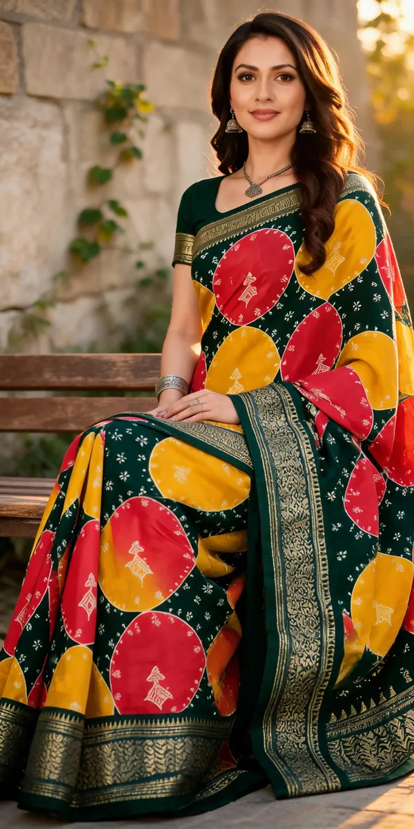 Green_Dola_Silk_Circular_Motif_Print_Saree_For_Women
