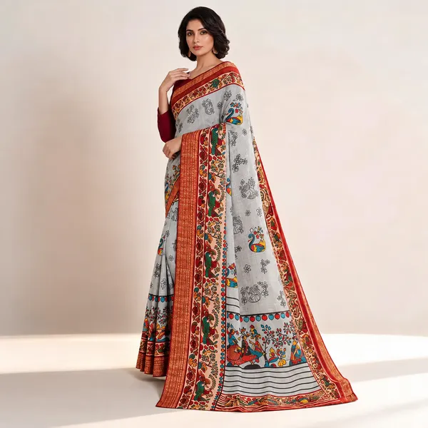 Grey_Cotton_Folk_Motif_Printed_Saree_For_Women