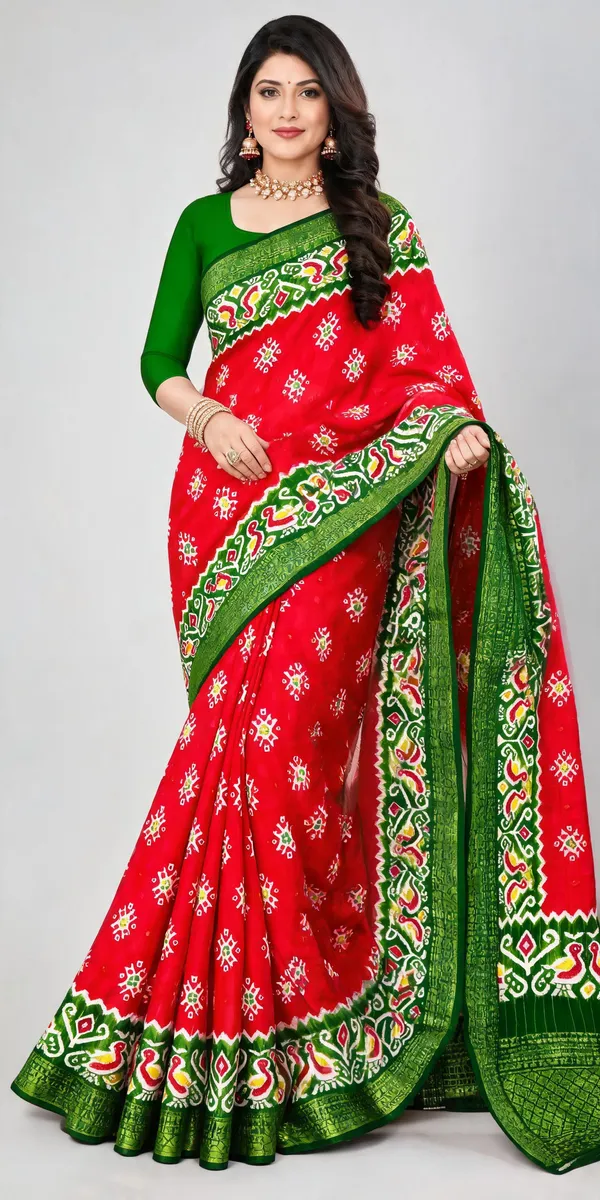 Red_Dola_Silk_Geometric_Print_Saree_For_Women