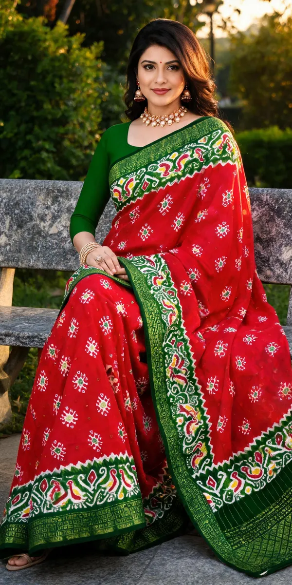 Red_Dola_Silk_Geometric_Print_Saree_For_Women