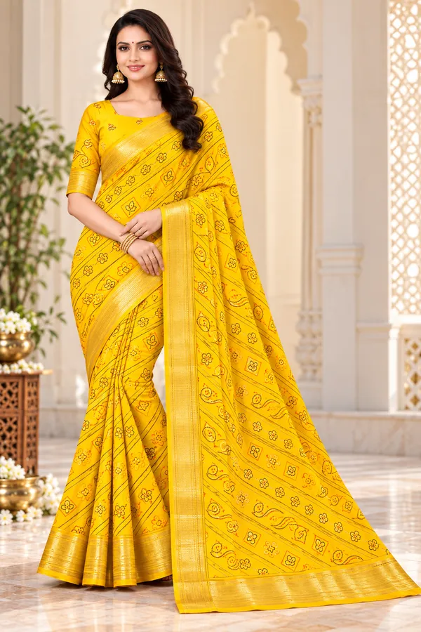Yellow_Georgette_Printed_Saree_For_Women