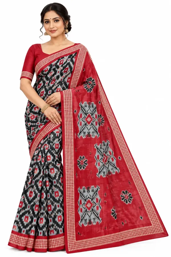 Red_Silk_Geometric_Printed_Saree_For_Women