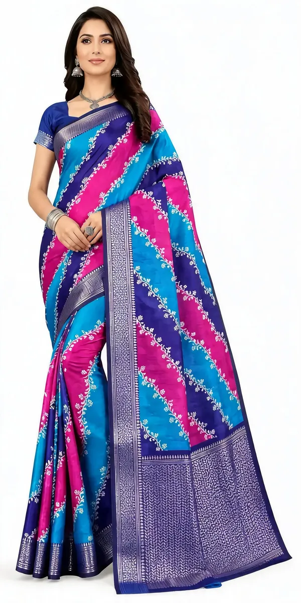 Blue_Dola_Silk_Floral_Print_Saree_For_Women