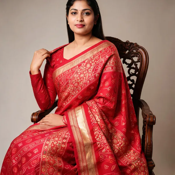 Red_Georgette_Printed_Ethnic_Saree_For_Women