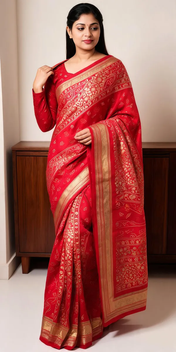 Red_Georgette_Printed_Ethnic_Saree_For_Women