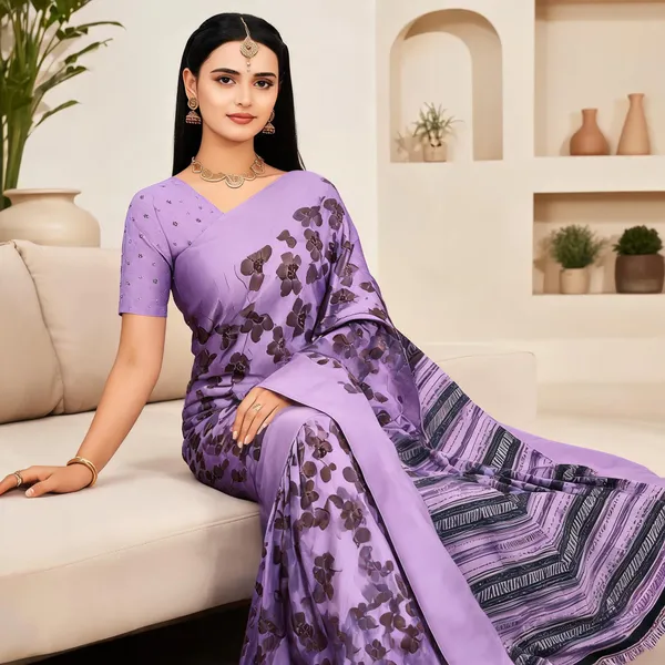 Purple_Georgette_Floral_Printed_Saree_For_Women