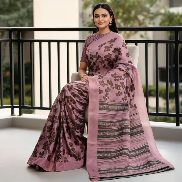 Pink_Georgette_Floral_Printed_Saree_For_Women