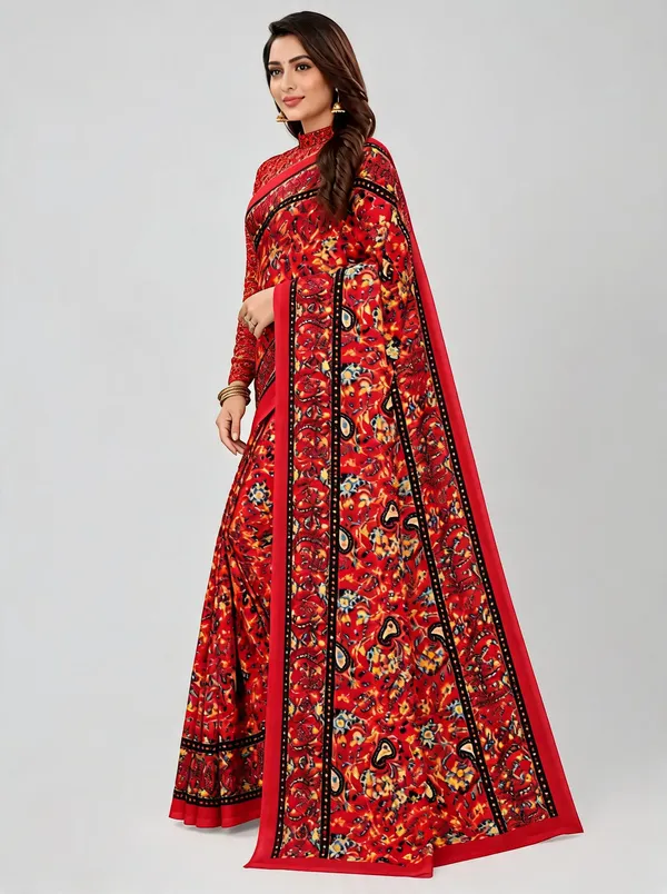 Red_Chiffon_Printed_Saree_For_Women