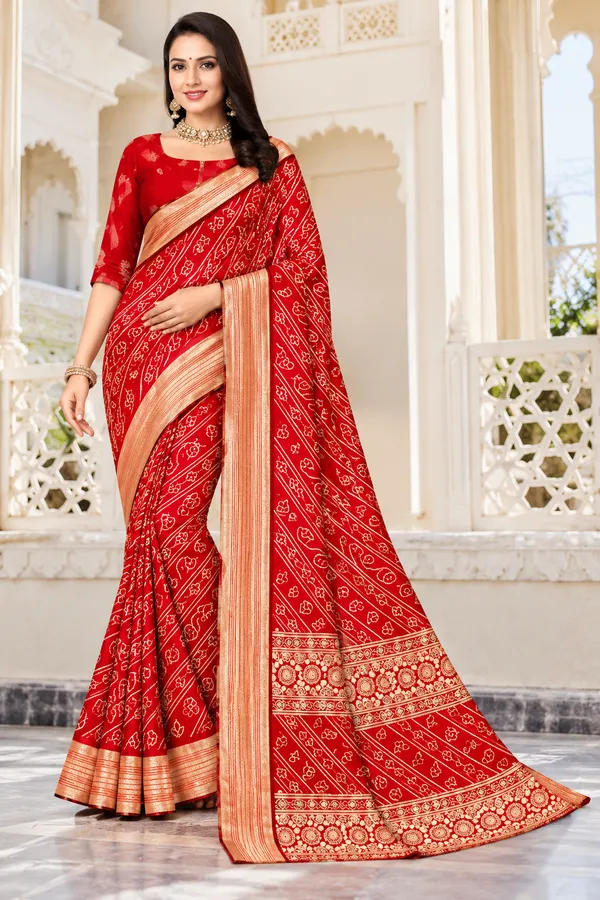 Red_Georgette_Printed_Saree_For_Women