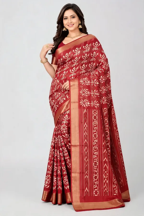 Maroon_Dola_Silk_Floral_Printed_Saree_For_Women