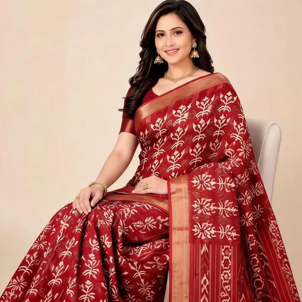 Maroon_Dola_Silk_Floral_Printed_Saree_For_Women