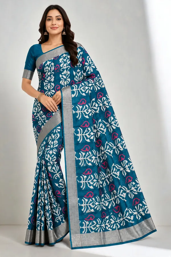 Teal_Dola_Silk_Paisley_Print_Saree_For_Women