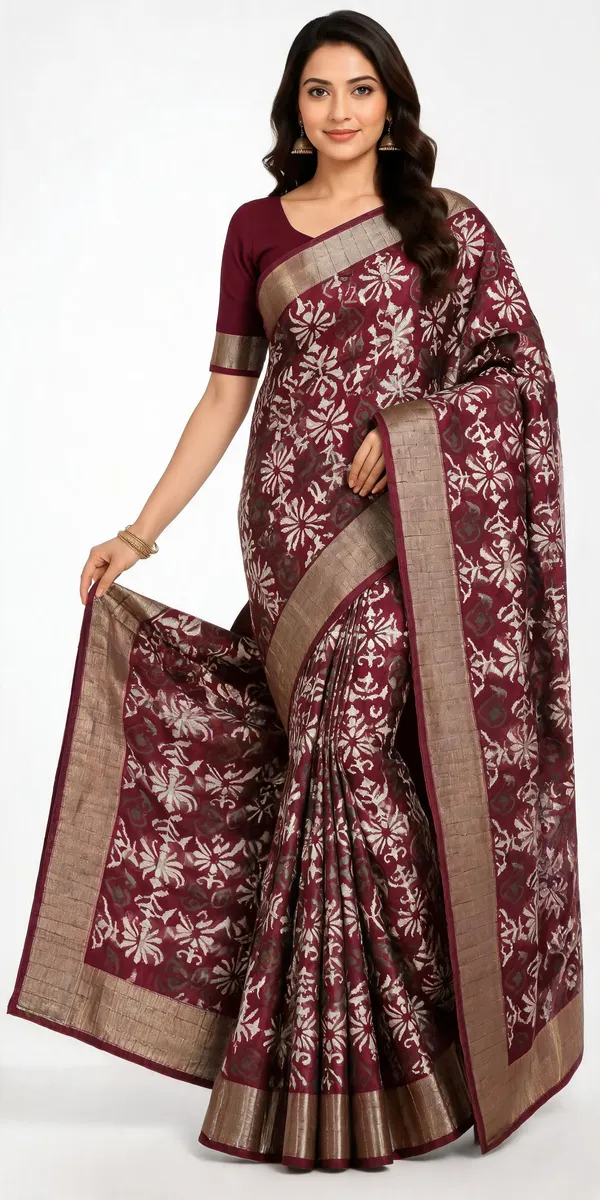 Maroon_Dola_Silk_Floral_Printed_Saree_For_Women