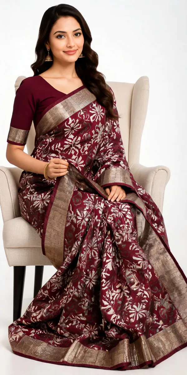 Maroon_Dola_Silk_Floral_Printed_Saree_For_Women