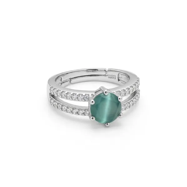 American_Diamond_Olive_Adjustable_Ring_Green